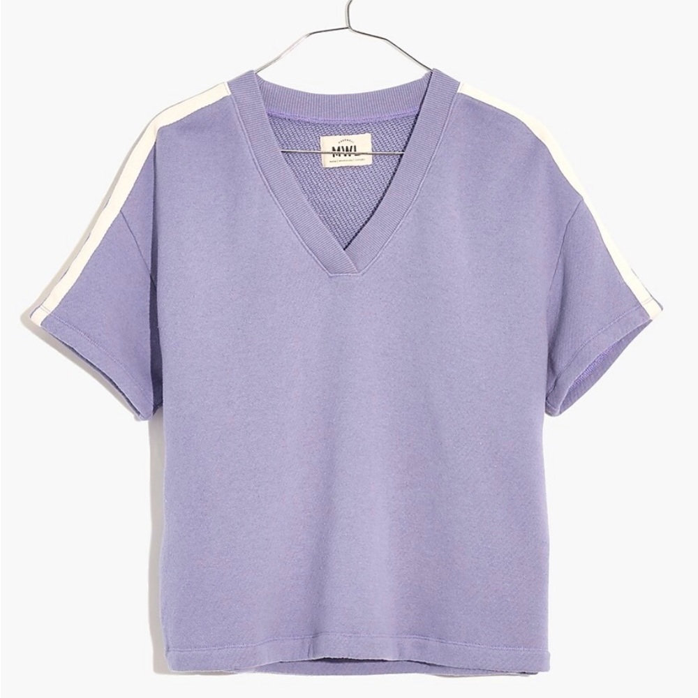 MWL Airyterry V-Neck Sweatshirt Tee: Varsity-Striped Edition